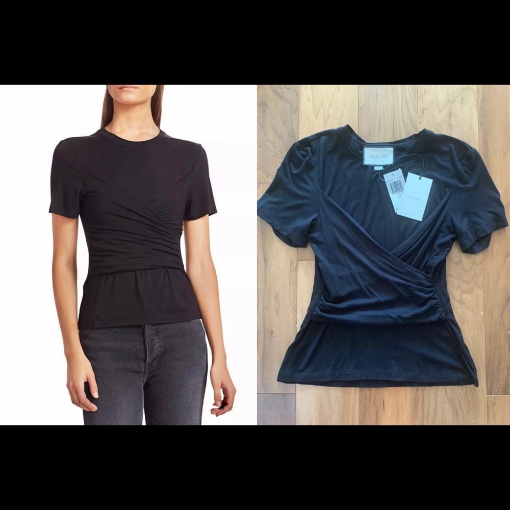 NWT ALEXIS soli SOFT cross twist tshirt black Xs 0